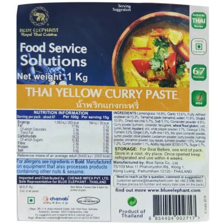 Blue Elephant Royal Thai Cuisine Yellow Curry Paste , 1Kg