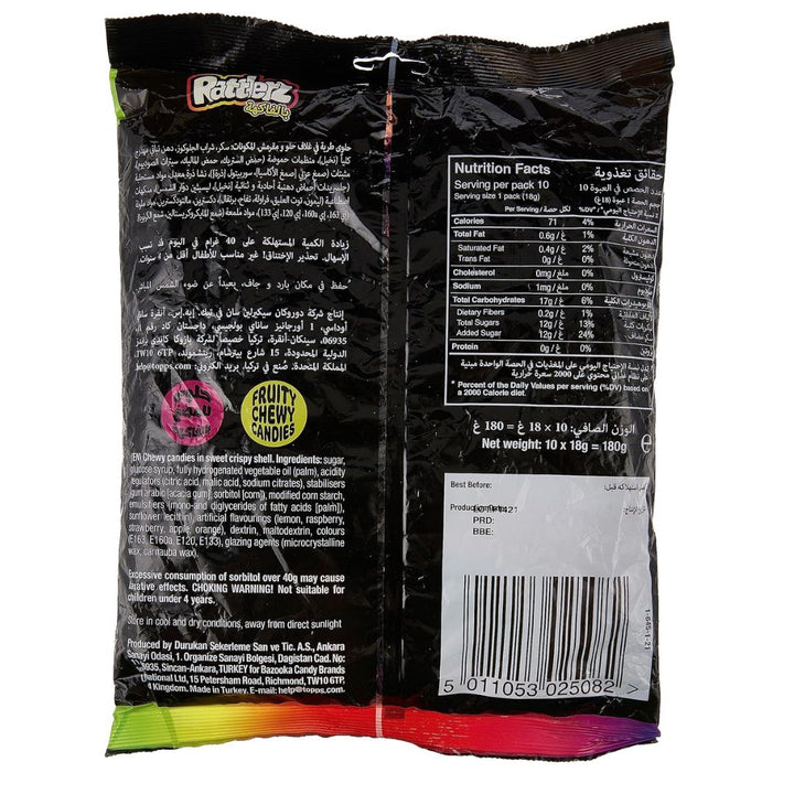 Bazooka Rattlerz Fruity, 10x18g