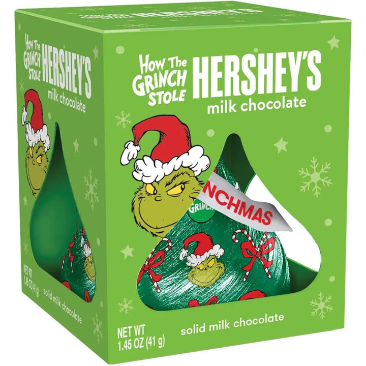 Hershey's Kisses Grinch Solid Milk Chocolate Holiday Candy 41g