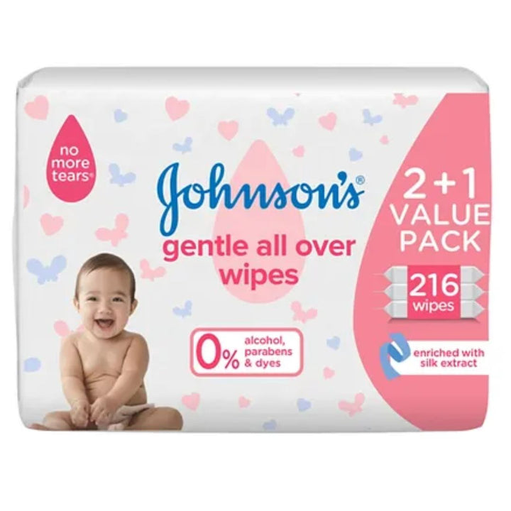 Johnson's Baby Wipes Gentle All Over, 216 Pcs