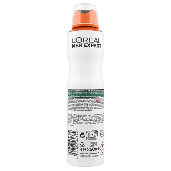 L'Oreal Paris Men Expert Sensitive Control Sensitive Skin Deodorant Spray, 250ml