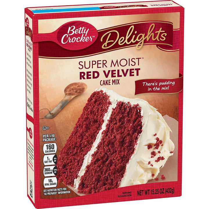 Betty Crocker Delights Super Moist Red Velvet Cake Mix Pouch, 432g