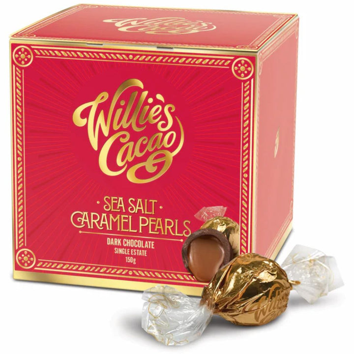 Willie's Cacao Sea Salt Caramel Dark Chocolate Pearls, 150g