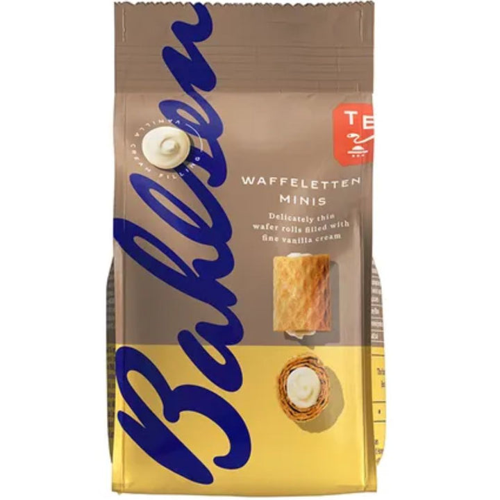 Bahlsen Waffeletten Mini Thin Wafer Rolls Filled with Vanilla Cream Filling, 75g