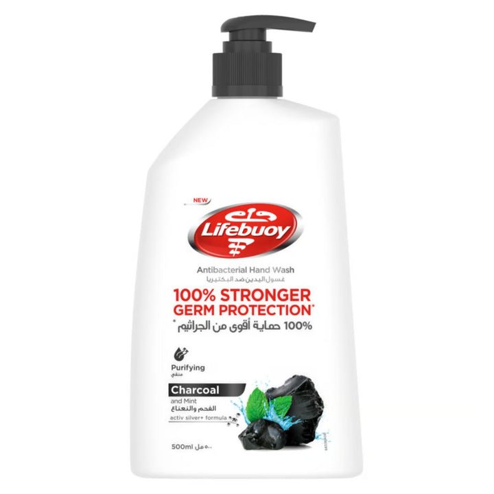 Lifebuoy 100% Stronger Germ Charcoal And Mint Antibacterial Hand Wash, 500ml