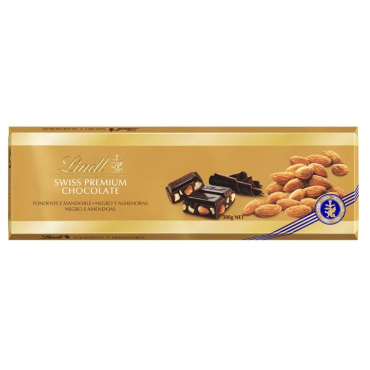 Lindt Swiss Premium Chocolate Fondente Mandorle Negro Y Almendras, 300g