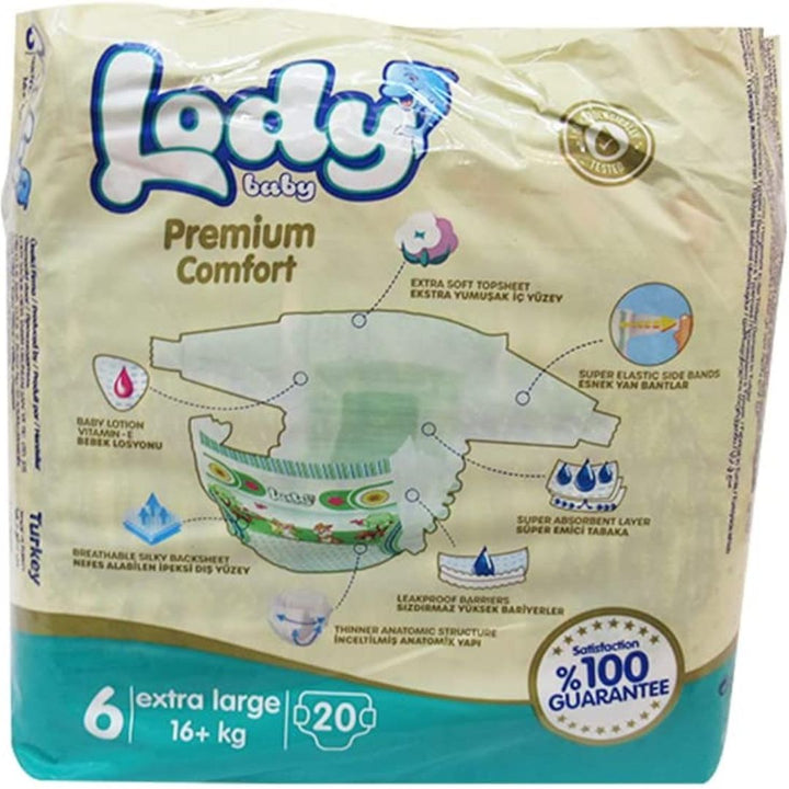 Lody Baby Premium Comfort Baby Diaper Size6/16+kg/20Pcs