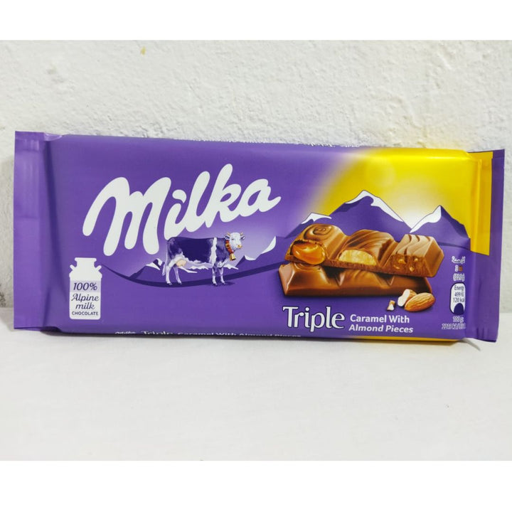 Milka Triple Caramel With Almond Pieces, 100g