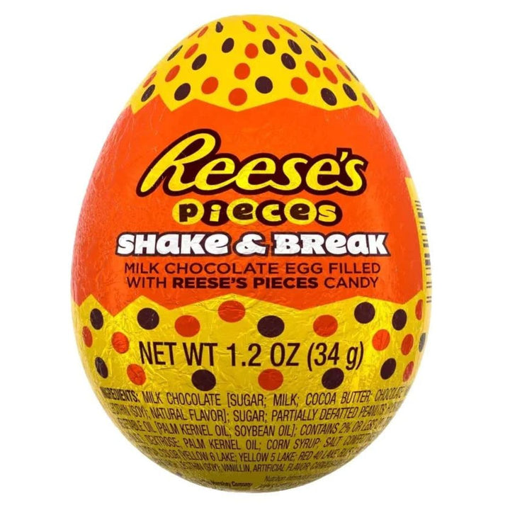 Reese's Pieces Shake & Break Hollow Milk Chocolate Egg Filled With Reese's Pieces Candy 3 pack, 102g