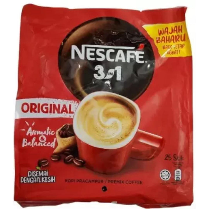 Nescafe Malaysia 3 in 1 Original 25 Sticks Imported Instant Coffee 18g x25, 450g