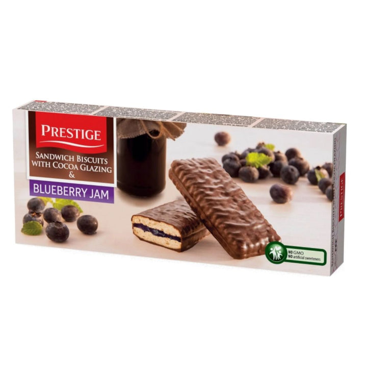 Prestige Sandwich Biscuits With Cocoa Glazing & Blueberry Jam, 178g