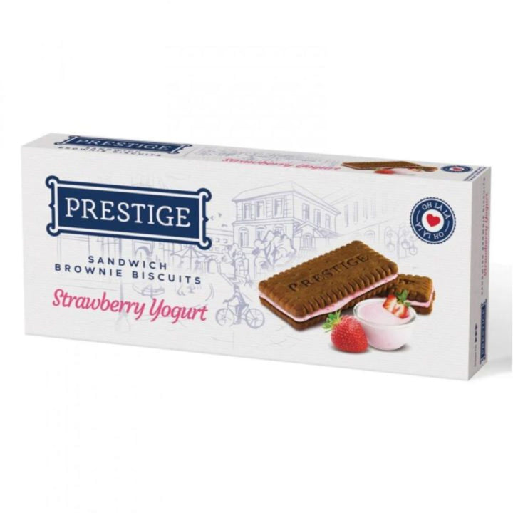 Prestige Sandwich Brownie Bscuits Strawberry Yogurt, 136g