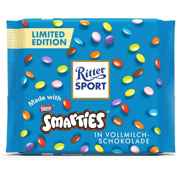 Ritter Sport Limited Edition Smarties in Milk Chocolate Bar, 100g