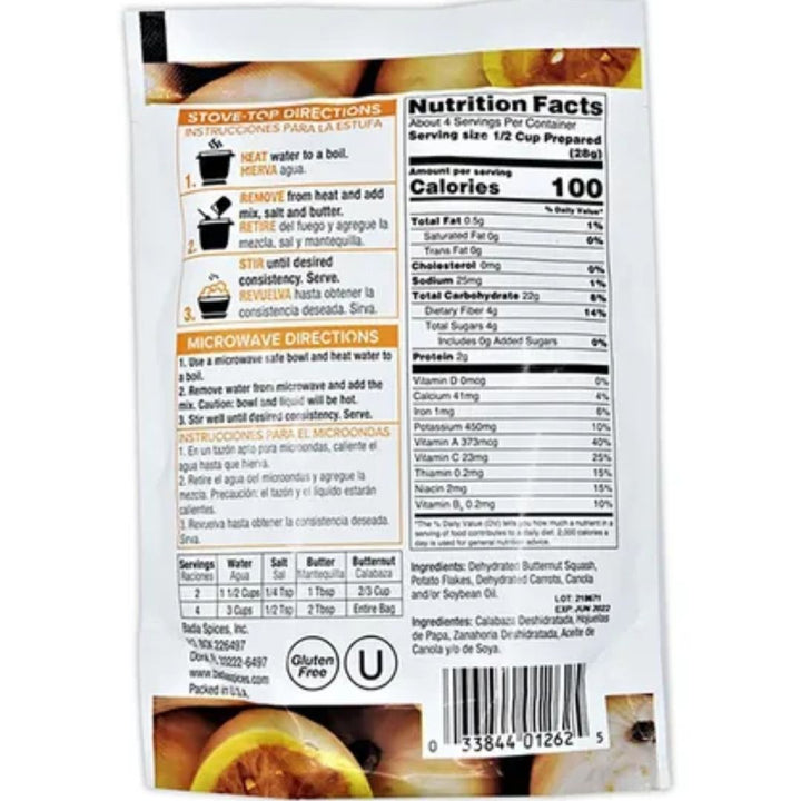 Badia Instant Butternut Squash With Carrots, 113.4g