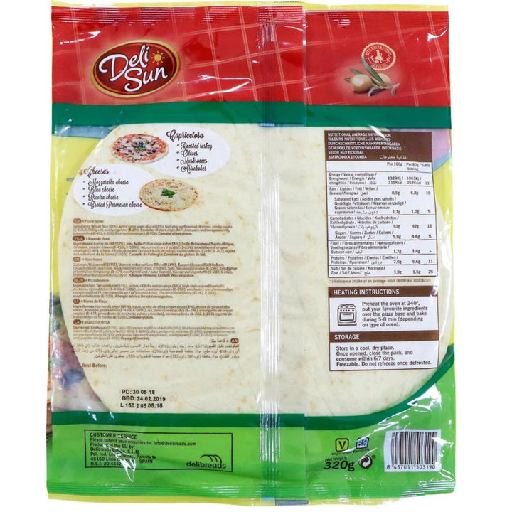 Deli Sun Thin & Crispy Pizza Base 4pcs, 320g