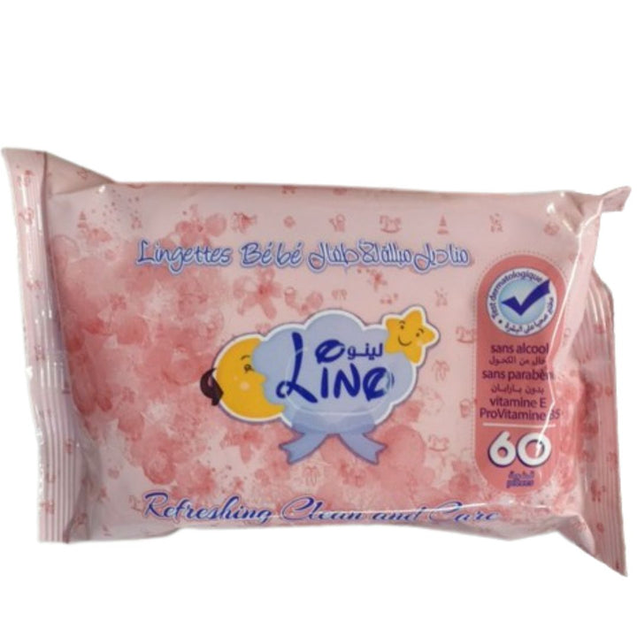 Line Refershing Clean and Care Baby Wipes Pink, 60wps