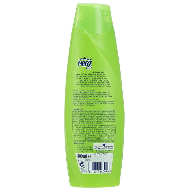 Pert Plus Purifying Shampoo With Mandarin Extract For Greasy Hair, 400ml