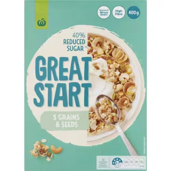 Woolworths Great Start Reduced Sugar Multigrain Cereal, 400g