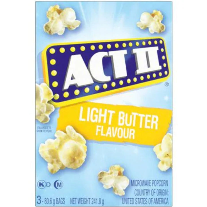 Act II Light Butter Flavour Popcorn, 3 x 80.6g (241.8g)