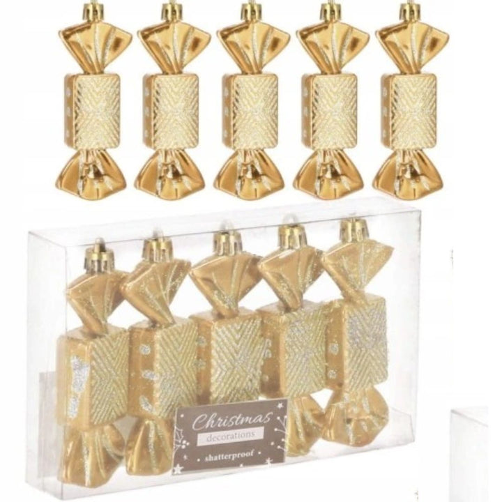 Christmas Tree Decoration Candy Set-Gold, 7Cm, 5Pcs