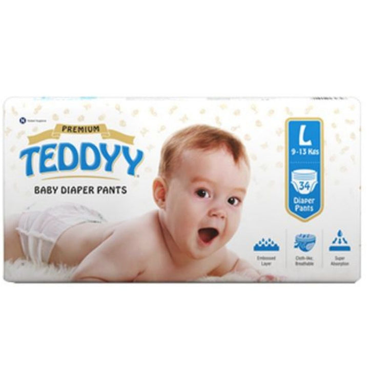 Teddyy Premium Baby Large 34 Diaper Pants, 34 pcs