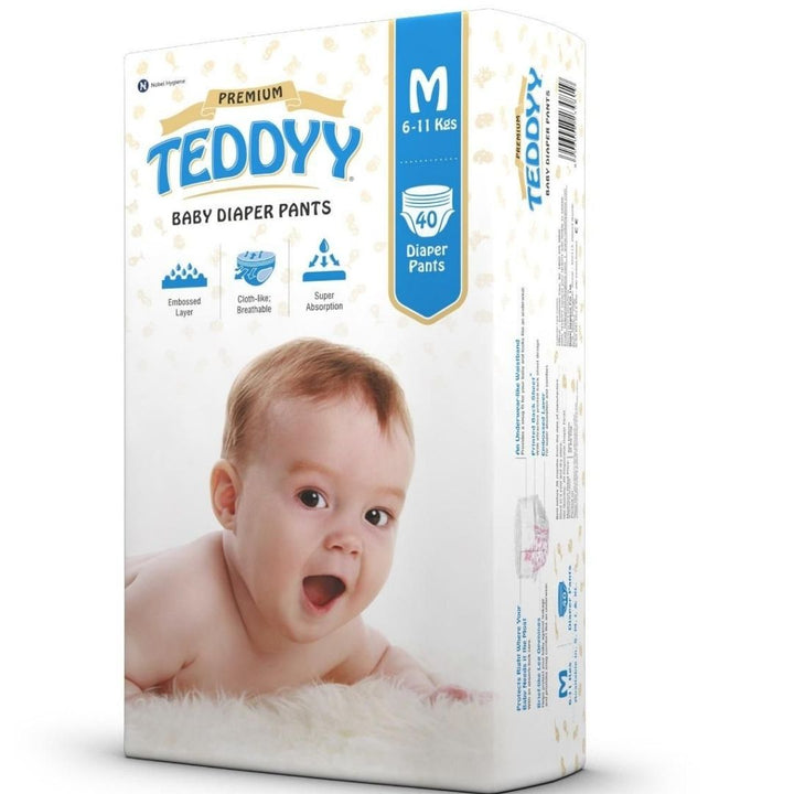 Teddyy Baby Diaper Pants Premium Size Medium 6- 11 Kg, 40 Pcs