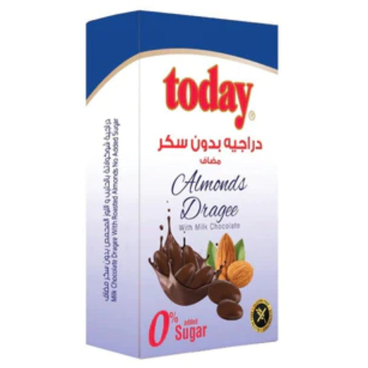 Today Dragee Milk Chocolate with Almond Zero Sugar Added, 60g