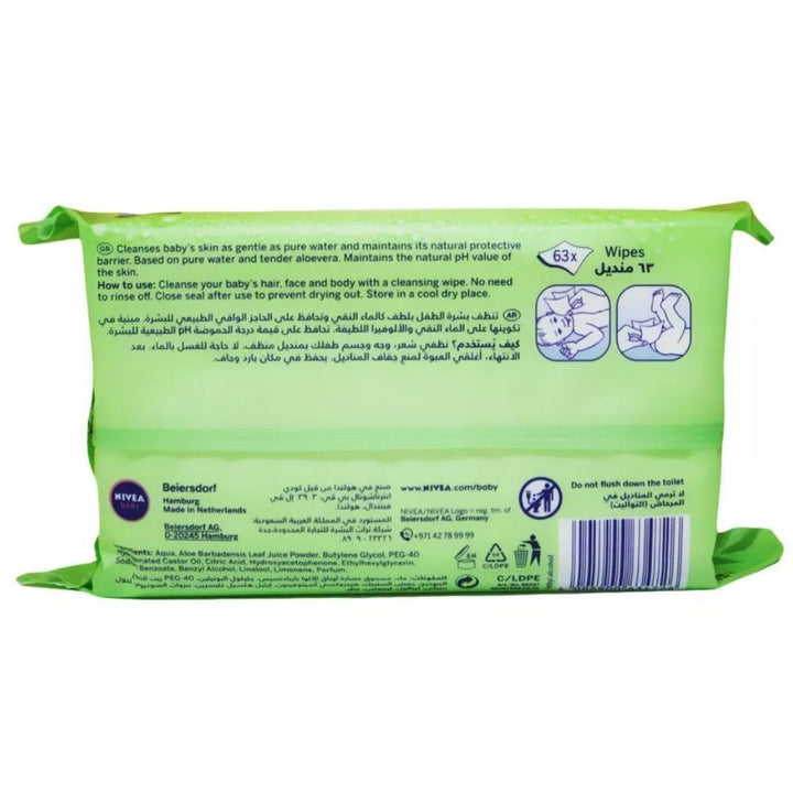 Nivea Baby Fresh and Pure Aloe Vera Wipes, 63wps