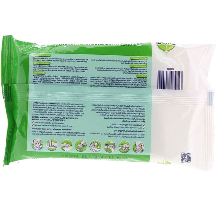 Dettol Original Antibacterial Skin And Surface Wipes, Pack Of 40