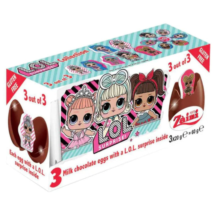 Zaini Lol Chocolate Eggs Tripack, 3 x 20g