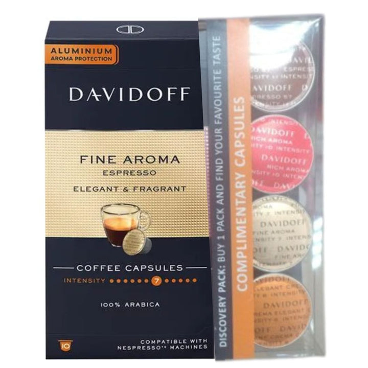 Davidoff Nespresso Capsules Fine Aroma Espresso Elegant & Fragrant + Complimentary Capsules, 55g