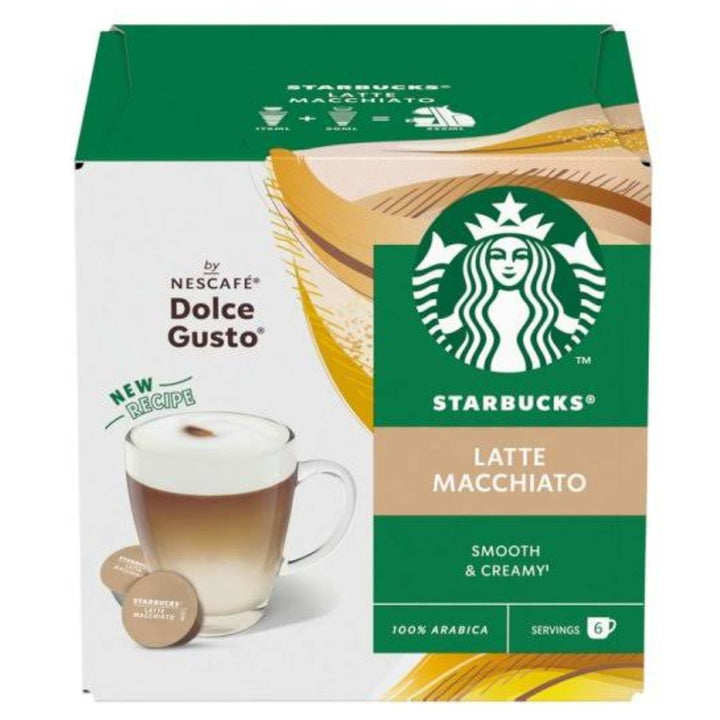 Starbucks Nescafe Dolce Gusto Latte Coffee Pods Macchiato, 129g