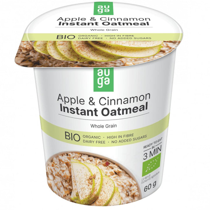 Auga Organic Oatmeal Apples and Cinnamon, Vegan, No Added Sugar,  60g