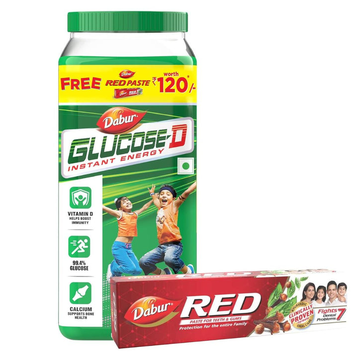 Dabur Glucose D Instant Energy Glucose, 1 kg with Dabur Red Paste free