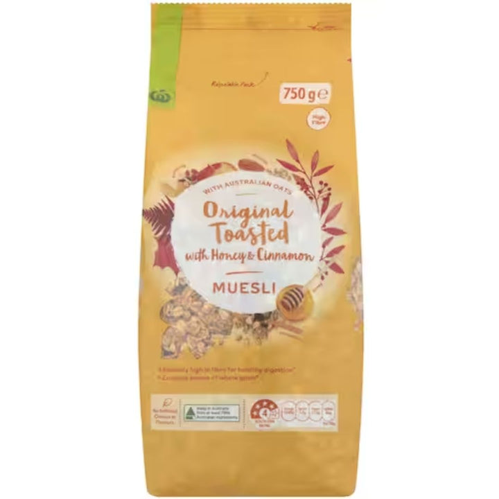 Woolworths Toasted Honey and Cinnamon Muesli, 750g