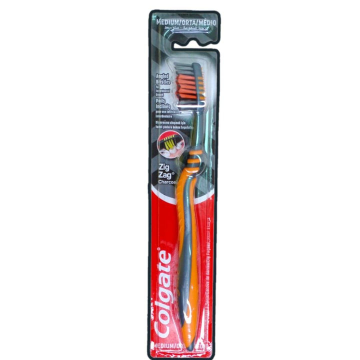 Colgate Zig Zag Charcoal Medium Toothbrush Orange, 1Pc