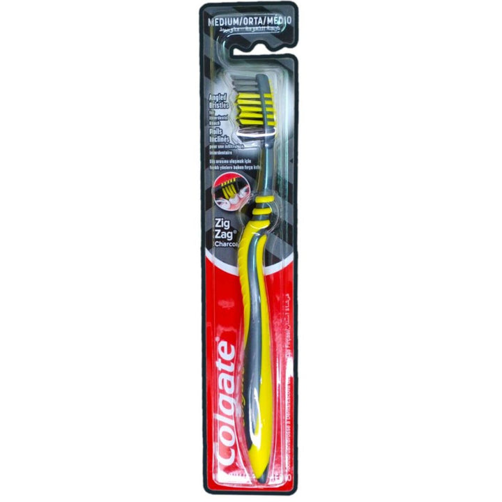 Colgate Zig Zag Charcoal Medium Toothbrush Yellow