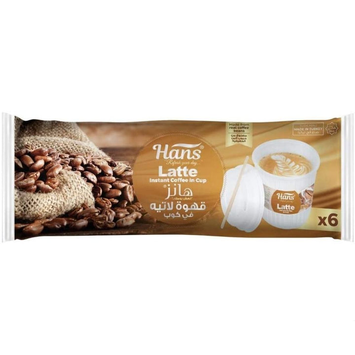 Hans Latte Instant Coffee Cups, 6X20g (120g)