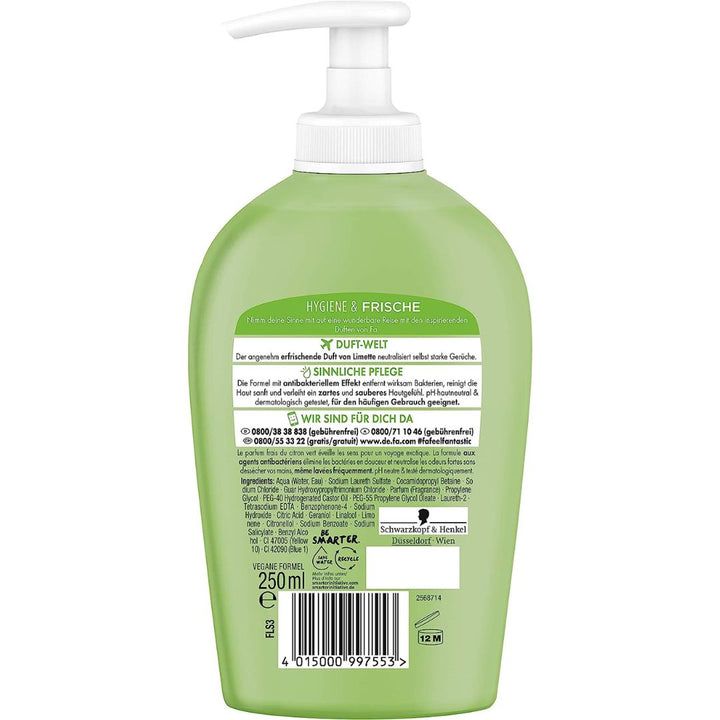 Fa Liquid Hand Soap Anti-Bacterial Effect Lime Scent, 250ml