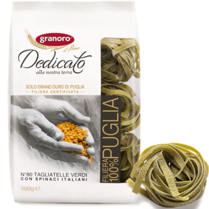 Granoro Tagliatelle Verdi (Spinach) Dedicato n.80 Nests Pasta, 500g