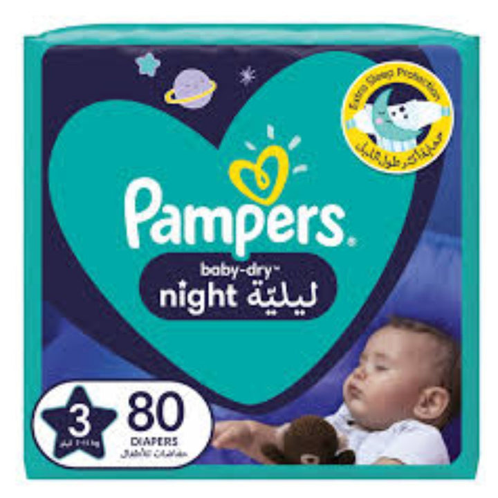 Pampers Baby-Dry Night Diapers, Size 3, 7-11kg, 80 Diapers,