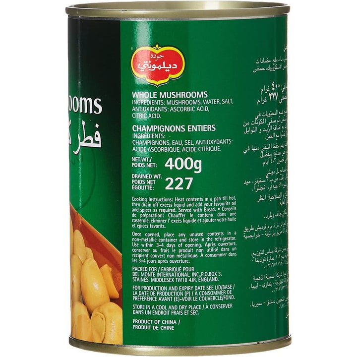 Del Monte Whole Mushrooms, 400g