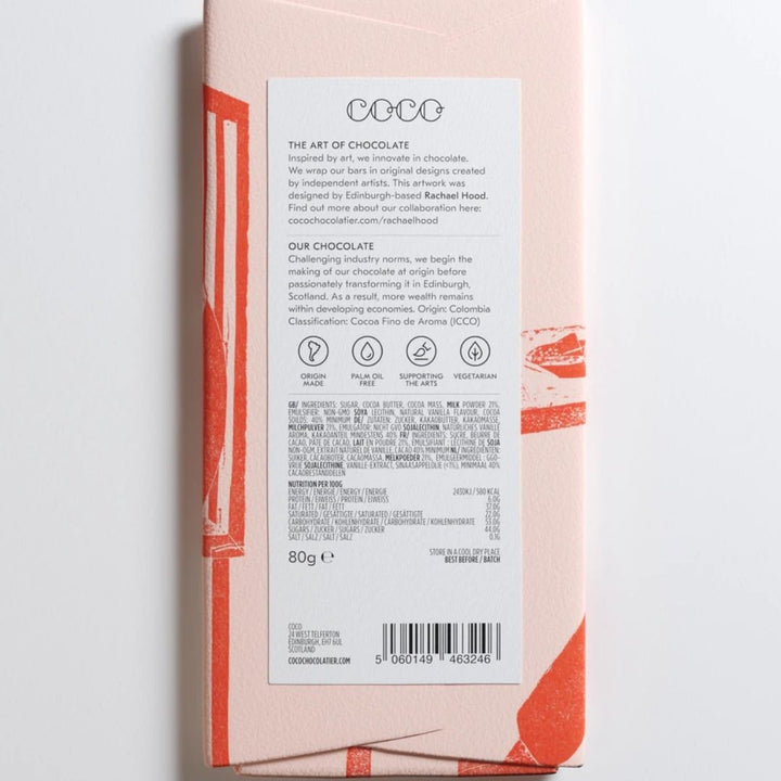 Coco Colombian Milk 40% Milk Chocolate Bar, 80g