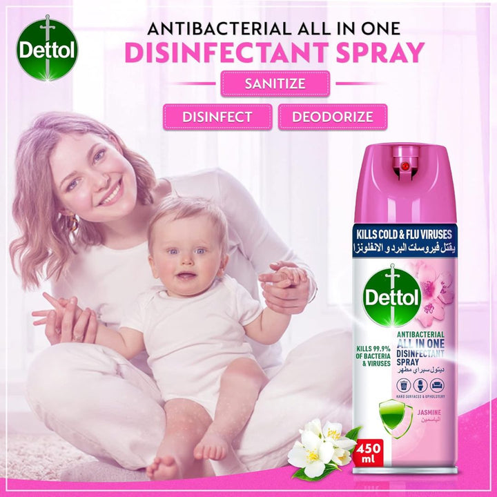 Dettol Anti-Bacterial Jasmine Disinfectant Spray, 450ml