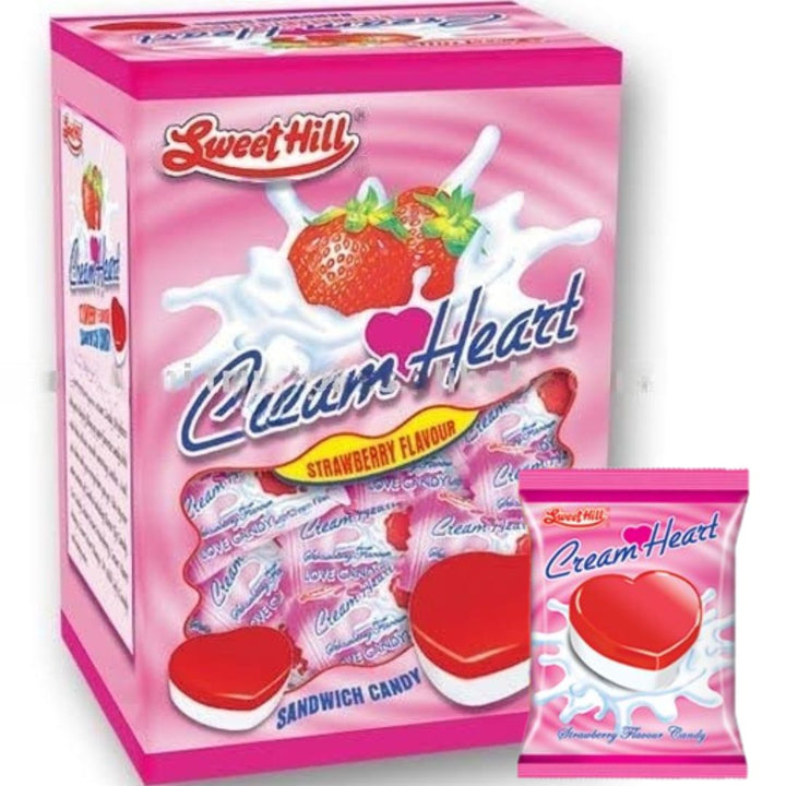 Sweet Hill Cream Heart Strawberry Flavour Sandwich Candy, 140g