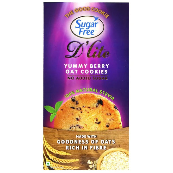 D'lite Sugar Free Yummy Berry Oat Cookies,  150g