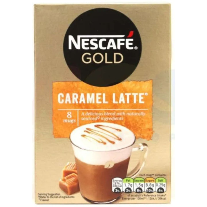 Nescafe Gold Caramel Latte Instant Coffee Sachets (8 x 17g), 136g