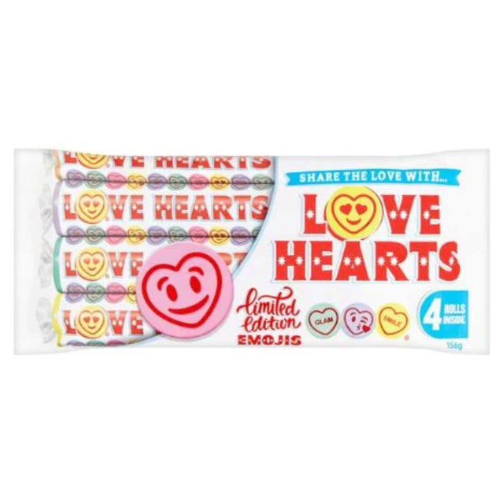 Swizzels Love Hearts Limited Edition Emojis Sweets 4 Rolls, 156g