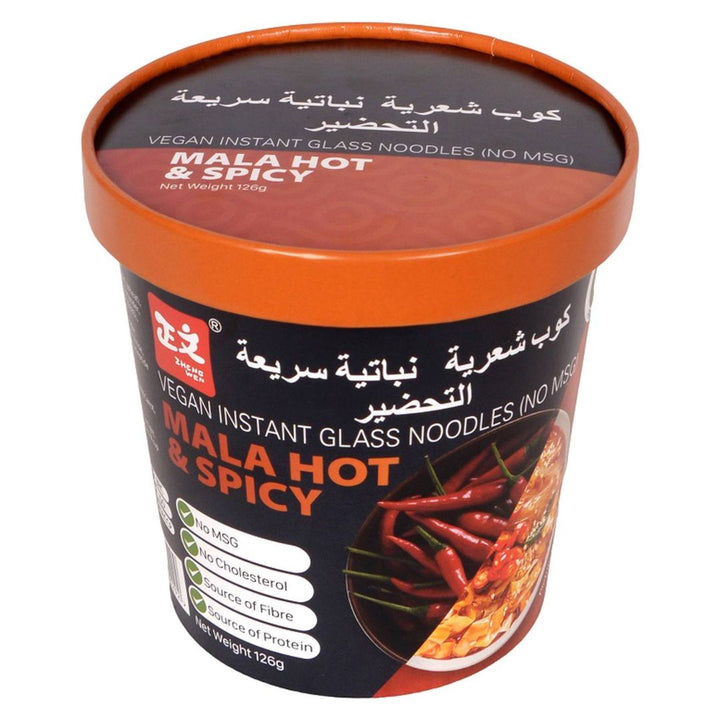 Zheng Wen Vegan Instant Glass Noodles Mala Hot And Spicy, 126g