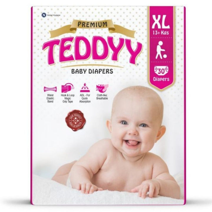 Teddyy Baby Diapers Premium Size Extra Large 13 Kg & Above, 30 Pcs